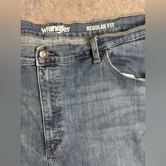 Wrangler Jeans Mens 42 X 30 Blue Denim High Rise Regular Fit Straight Leg Preppy - Picture 3 of 5